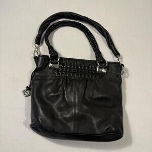 BRIGHTON Black Leather Purse tote handbag medium sized excellent condition